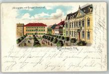 63065 W6050 Offenbach am Main 1900 Lithographie Alicenplatz mit Kriegerdenkmal