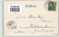 10115 W1000 Tegelort 1900 Lithographie Gruss vom Haideschlösschen Gasthaus Saal Terrasse Fahne Ruderboot Blumen