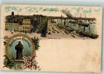 3001 Rotterdam Lithographie Hafen Denkmal D.Grasmus