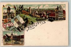 86899 W8910 Landsberg a. Lech Lithographie Mutterturm Bayertor Hauptplatz Schmalzturm Rathaus