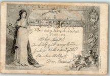 W8510 Fürth , Bay + Sonderstempel AK Sängerfest 1898 Gebrauchsspuren