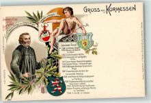 W3436 Hessisch Lichtenau Gruss aus Kurhessen Johannes Feige von der Lichtenau Adel Hessen AK Wappen 1899 Lithographie