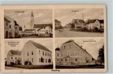 84539 W8261 Ampfing - Kirchenplatz Schulhaus Kinderbewahranstalt Gasthaus Zur Post