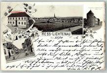 37235 W3436 Hessisch Lichtenau 1896 Lithographie Obertor-Turm Oberförsterei Dorfstraße