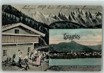 83661 W8172 Lenggries 1910 Gebrauchsspuren Berghütte Alpenkette