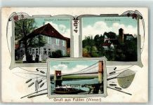 31840 W3253 Fuhlen - Gasthaus J. Siekmann Schaumburg Brücke Boot