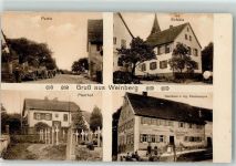 91522 W8800 Weinberg , Mittelfr 1916 - Schule Pfarrhof Friedhof Gasthaus Niedermeyer