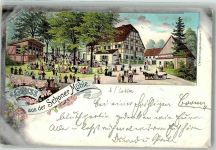 01796 O8301 Cotta b Pirna 1901 Lithographie Gasthaus Schoner Mühle Ort lt. Stempel