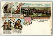84130 W8312 Dingolfing 1909 Gebrauchsspuren Schwammerl und Herz Gedicht in 4 Teilen