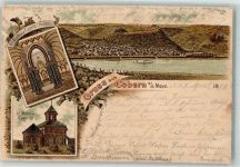 56299 W5405 Kobern 1898 Lithographie St. Mathias Kapelle Innenansicht Mosel