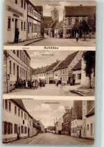 04889 O7295 Schildau , Gneisenaustadt Foto AK Kirchstraße Schulstraße Gneisenaustraße Gneisenau's Geburtshaus Post