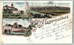 63505 W6456 Langenselbold 1899 Gebrauchsspuren Ronnenburg Brücke Bahnpost -Frankfurt Zg. 203 Lithographie