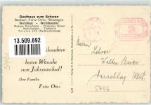 56333 W5406 Winningen , Mosel - Gasthaus zum Schwan Zeichnung Neujahreskarte