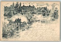 50667 W5021 Köln Neustadt-Süd 102 1910 Lithographie Verläufer Druck 1890 - 95 Volksgarten Gondelteich