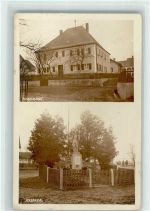 86899 W8910 Landsberg a. Lech Foto AK Pfarrhof Kriegerdenkmal Ort lt. Stempel