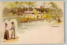 Stockholm Lithographie Tracht Park