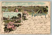 94447 W8350 Plattling 1901 Lithographie Feldweg Kirche St. Magdalena