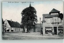 27632 W2853 Dorum b Bremerhaven - Marktplatz mit Denkmal Geschäft Sämereien