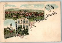 01877 O8500 Bischofswerda Lithographie Kirche Kriegerdenkmal