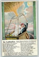 Liederkarte - Werbung Henkell Trocken Sekt AK Ballon Lithographie