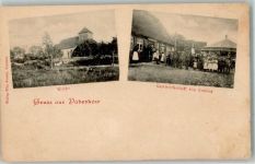 17129 O2031 Daberkow Foto AK Kirche Gasthaus Grabley Pavillon