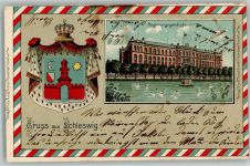 24837 W2380 Schleswig 905 Prägedruck Regierungsgebäude Wappen Passepartout