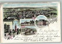 08107 O9512 Kirchberg , Sachs 1900 Lithographie Schützenturm König Albertturm Schützenhaus Postamt