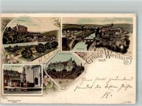 35781 W6290 Weilburg 1898 Lithographie Schloss Weilburg Marktbrunnen Lahn
