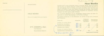 97828 W8771 Zimmern , Unterfr Klapp AK Pension Haus Monika Innen-und Aussenansicht