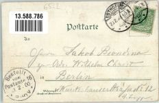 67574 W6522 Osthofen , Rheinhess 1900 Lithographie Kaiser- und Kriegerdenkmal Turnhalle Amtsgericht Hotel zum Bahnhof
