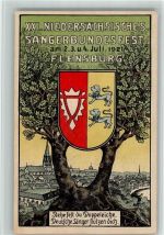 24937 W2390 Flensburg BOAKC 21. Niedersächsisches Sängerbundesfest 1921 Doppel Eiche Wappen