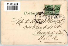 65183 W6200 Wiesbaden 1898 Gebrauchsspuren Denkmal Friedrich III.Lithographie