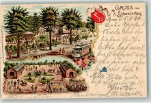 28195 W2800 Bremen 1899 Lithographie Etablissement Schweizerhaus Stadtwappen Spielplatz