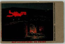 69115 W6900 Heidelberg , Neckar Künstlerkarte Alt Heidelberg du Feine Schloss Beleuchtung Nacht