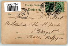 65385 W6220 Rüdesheim am Rhein 1896 Lithographie National Denkmal Niederwald Mäuseturm Reben Frau Schirm Kind Schiff Gruss