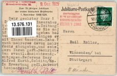 W8000 München 75jähriges Jubiläum der ersten Deutschen Briefmarke 1849-1924 Wappen Deutschland Philatelie 1929 Künstlerkarte