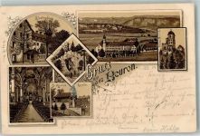 88631 W7792 Beuron 1900 Lithographie Klosterpforte Lourdes Grotte St. Maurus Kapelle Schloss Bronnen