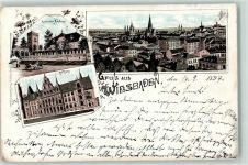 65183 W6200 Wiesbaden 1897 Lithographie Rathaus Gasthaus Neroberg