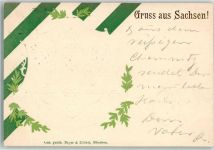 Gruss aus Sachsen Wappen 1899 Prägedruck