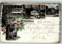 01814 O8320 Bad Schandau 1900 Lithographie Gasthaus Kuhstall Krumme Karoline