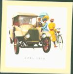 Opel 1913 bedruckte Seide im Papprahmen 8,5 x 8,3 cm Oldtimer KEINE AK