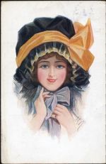 Hutmode, Glamour, Künstler-AK Kind 1917