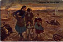 Künstler AK, Abensonne auf dem Schlachtfeld Kind 1916