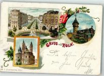 50667 W5000 Köln Hohenstaufenring 1899 Lithographie Cafe Gasthaus Ulrepforte St. aposteln