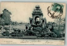 Barcelona 1903 Foto AK Parque la Cascada Marke bildseitig