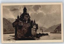 65385 W6220 Niederwald , Jagdschloß - Fluss Berg Burg Schiff