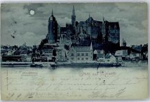 01662 O8250 Meißen , Sachs Lithographie Mondschein