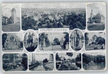 08451 O9630 Crimmitschau - Roter Turm, Rathaus, Bismarckbrücke, Lutherhof, Sahnpark, Grotte im Bismarckhain, Pleisse