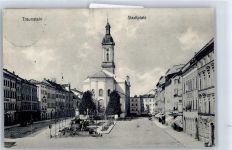83278 W8220 Traunstein , Oberbay - Stadtplatz, Denkmal, Kirche