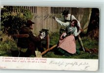 Maler porträtiert Trachtenpaar im Garten 1905 AK Staffelei